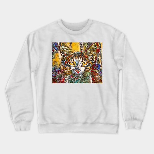 Mosaic Multicolor Cat 697 Crewneck Sweatshirt by artbylucie